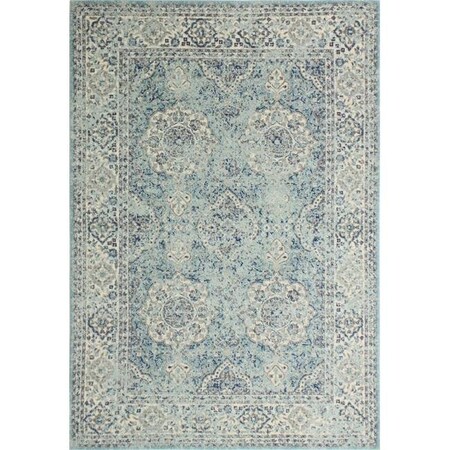 Bashian Bashian E110-AQ-76X96-5363 Everek Collection Floral; Oriental Transitional Polypropylene Machine Made Area Rug; Aqua - 7 ft. 6 in. x 9 ft. 6 in. E110-AQ-76X96-5363
